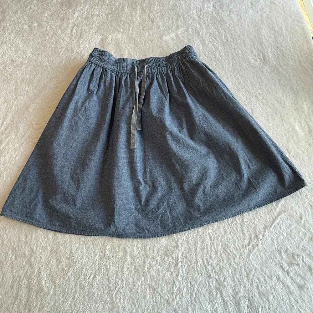 Alternative Apparel Chambray Mini Skirt Womens L Blue Cottagecore Boho‎ Pockets